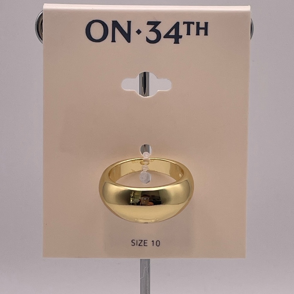 On 34th Gold Tone Dome Ring